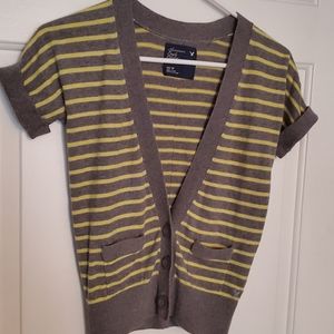 Light weight striped short sleeve cardigan